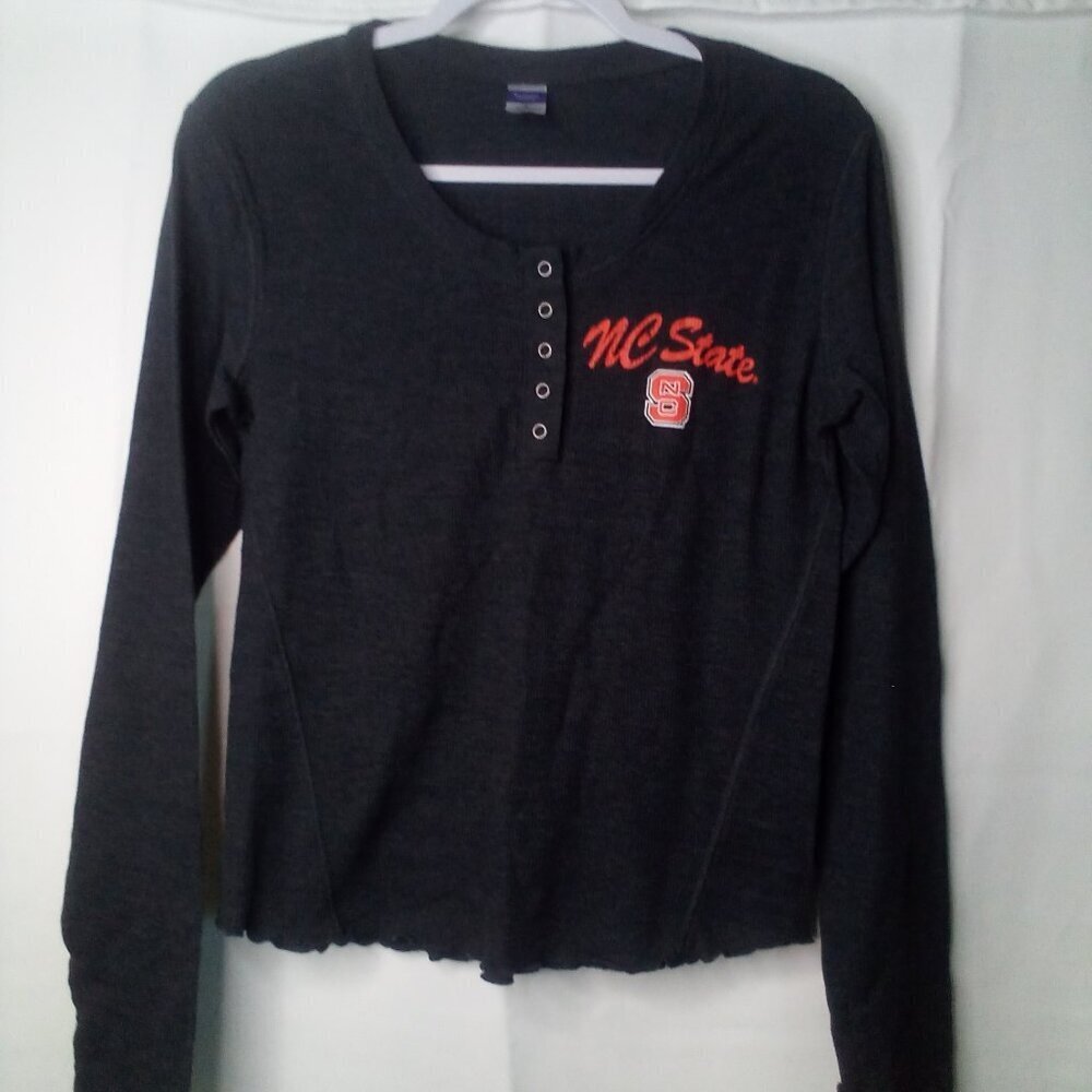 Bottom Drawers Sleepwear Shirt Women M NC State Long Sleeve Thermal Gray